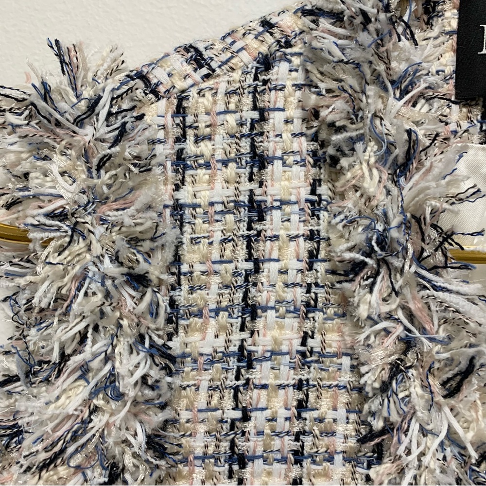 Molci Frayed Tweed Longline Blazer Vest‎ Size 36 / US S Open Front White Multi - Picture 7 of 16